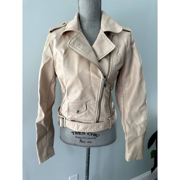 Target x Xhilaration Vegan Leather Moto Biker Jacket Creamy Pale Pink size M - Picture 1 of 12